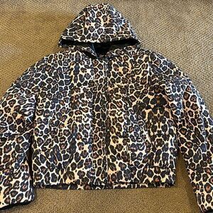 GENERATION LOVE WOMENS HOODED LEOPARD PRINT PUFFER LIGHT JACKET SIZE XS